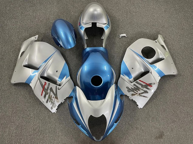 1997-2007 Gloss Light Blue and Silver Suzuki GSXR 1300 Fairings