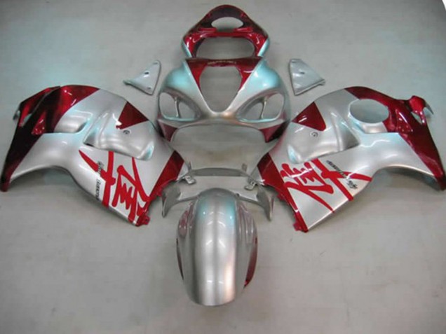 1997-2007 Silver and Red Suzuki GSXR 1300 Fairings