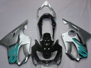 1999-2000 Gloss Silver & Teal Honda CBR600 F4 Fairings