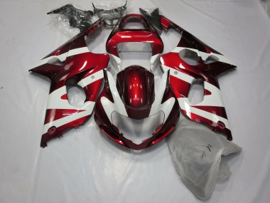 2000-2002 Deep Red and White Suzuki GSXR 1000 Fairings