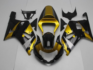 2001-2003 Gloss Black and Gold Suzuki GSXR 600-750 Fairings