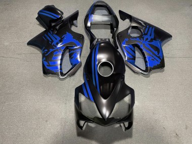 2001-2003 Matte Black & Blue Skull Honda CBR600 F4i Fairings