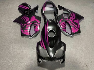 2001-2003 Matte Black & Pink Skull Honda CBR600 F4i Fairings