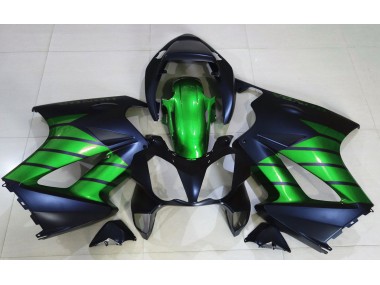 2002-2012 Matte Black & Green Honda VFR800 Fairings