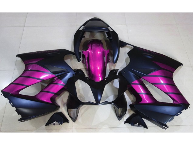 2002-2012 Matte Black & Pink Honda VFR800 Fairings