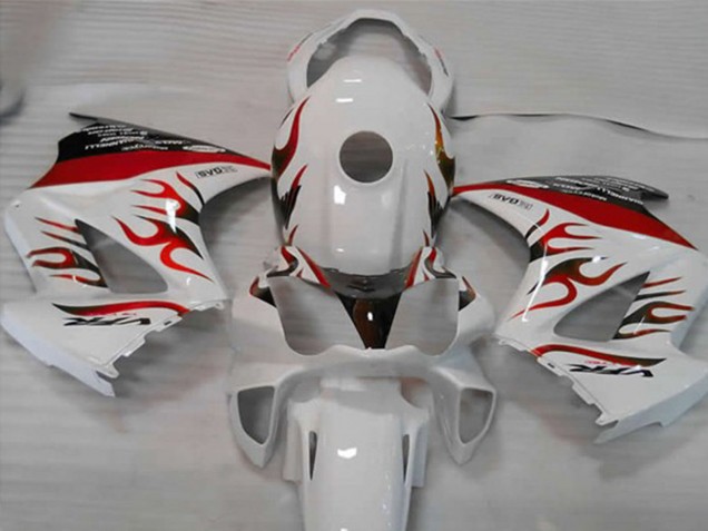 2002-2012 White Red Flame Honda VFR800 Fairings