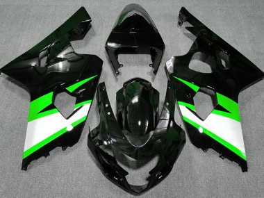 2004-2005 Gloss Black & Green Suzuki GSXR 600-750 Fairings