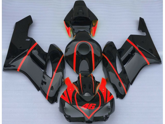 2004-2005 Gloss Black & Red Honda CBR1000RR Fairings