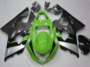 2004-2005 Green and Silver Suzuki GSXR 600-750 Fairings