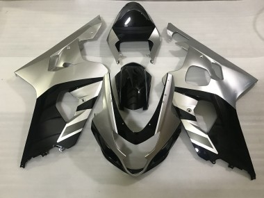 2004-2005 Matte Silver and Black Suzuki GSXR 600-750 Fairings