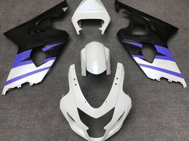 2004-2005 Matte White & Blue Suzuki GSXR 600-750 Fairings