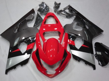 2004-2005 Red and Silver Gloss Suzuki GSXR 600-750 Fairings