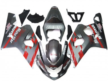 2004-2005 Silver and Red MoiStar Suzuki GSXR 600-750 Fairings