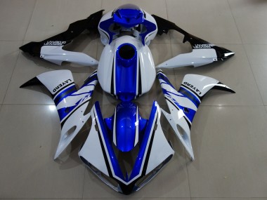 2004-2006 Gloss White and Blue Yamaha R1 Fairings