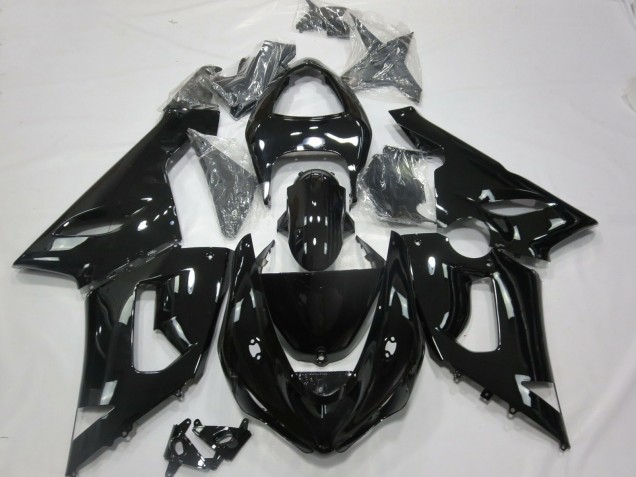 2005-2006 Gloss Black Kawasaki ZX6R Fairings