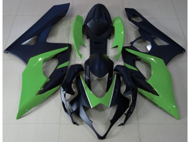 2005-2006 Matte Black & Green Suzuki GSXR 1000 Fairings