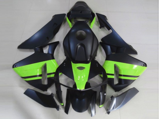 2005-2006 Matte Black & Light Green Honda CBR600RR Fairings