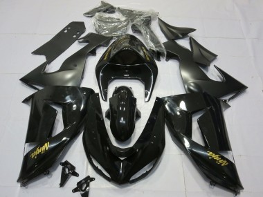 2006-2007 Gloss Black Gold Kawasaki ZX10R Fairings