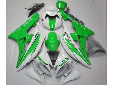 2006-2007 Gloss White and Green Yamaha R6 Fairings