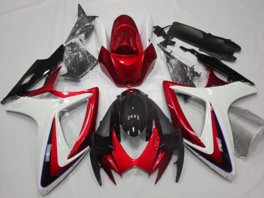 2006-2007 Red & White Debadged Suzuki GSXR 600-750 Fairings