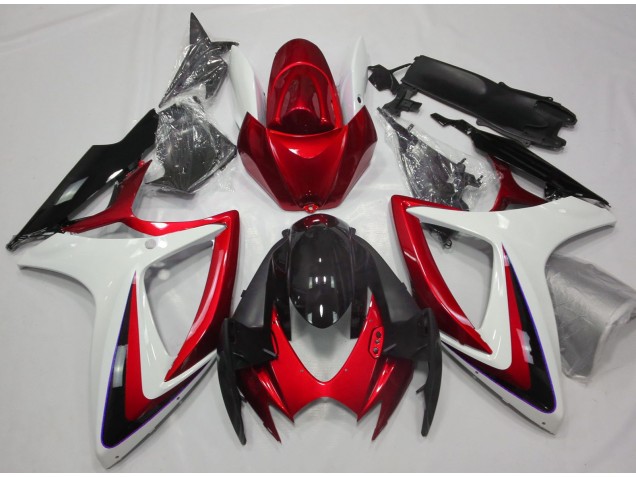 2006-2007 Red & White Debadged Suzuki GSXR 600-750 Fairings