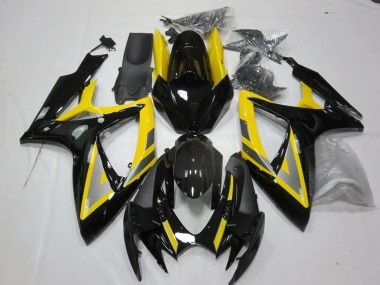 2006-2007 Silver and Black Yellow Suzuki GSXR 600-750 Fairings