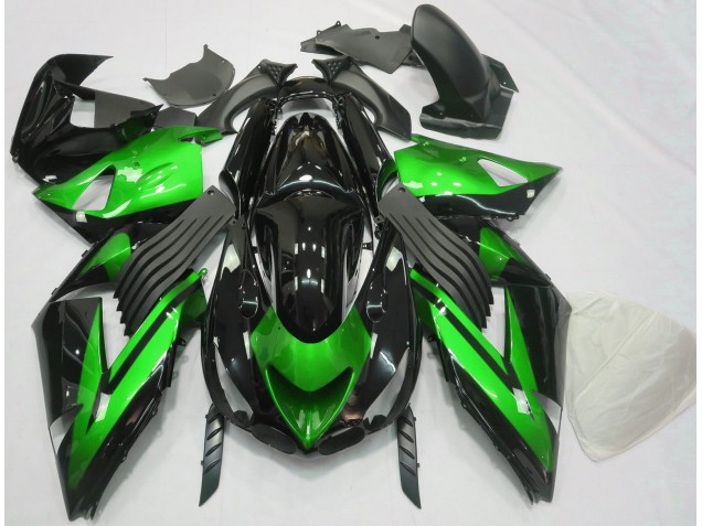 2006-2011 Gloss Green and Black Plain Kawasaki ZX14R Fairings