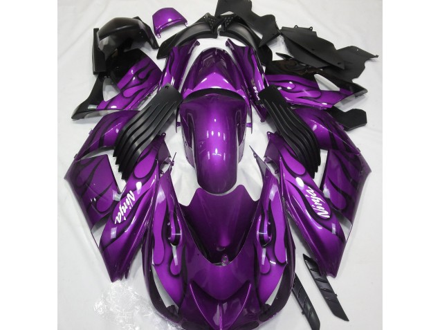 2006-2011 Gloss Purple & Flame Kawasaki ZX14R Fairings