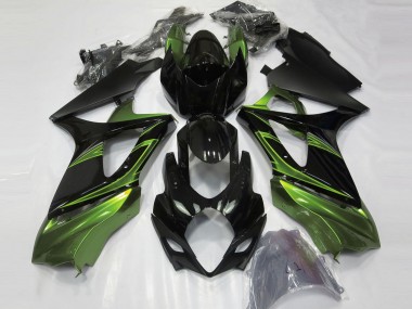 2007-2008 Electric Green and Gloss Black Suzuki GSXR 1000 Fairings