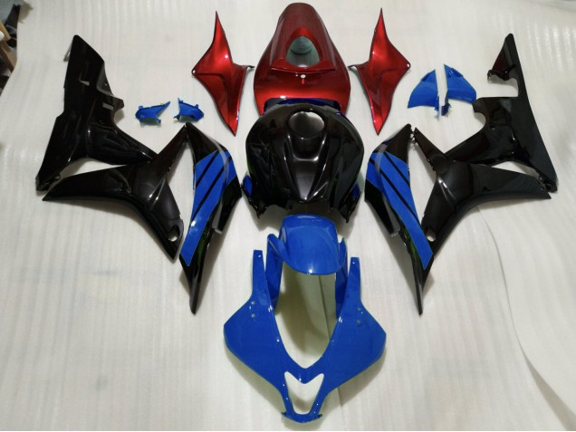 2007-2008 Gloss Black & Blue and Red Accents Honda CBR600RR Fairings