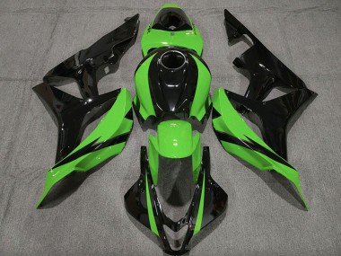 2007-2008 Gloss Black & Green Honda CBR600RR Fairings