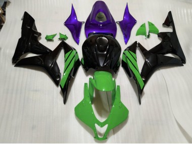 2007-2008 Gloss Black & Green and Purple Accents Honda CBR600RR Fairings