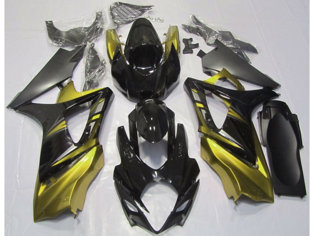 2007-2008 Gloss Black and Yellow Suzuki GSXR 1000 Fairings