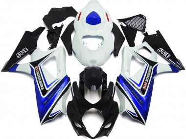 2007-2008 Gloss Blue with White and black OEM Style Suzuki GSXR 1000 Fairings