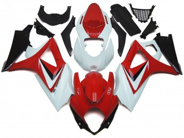 2007-2008 Gloss Red with White OEM Style Suzuki GSXR 1000 Fairings