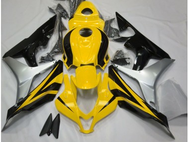 2007-2008 Gloss Yellow Silver and Black Honda CBR600RR Fairings