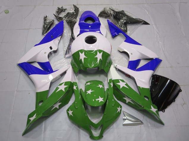 2007-2008 Green and Blue Stars and Stripes Honda CBR600RR Fairings