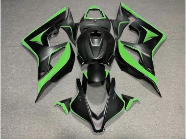 2007-2008 Matte Black & Green Honda CBR600RR Fairings