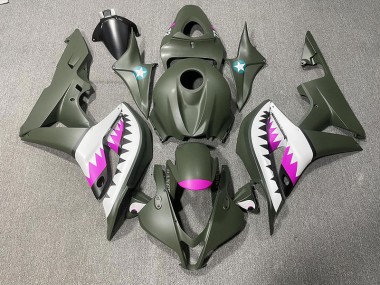 2007-2008 Matte Green & Pink Shark Honda CBR600RR Fairings