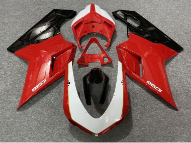 2007-2012 Black Red White Ducati 848 1098 1198 Fairings