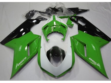 2007-2012 Gloss Green & White Ducati 848 1098 1198 Fairings