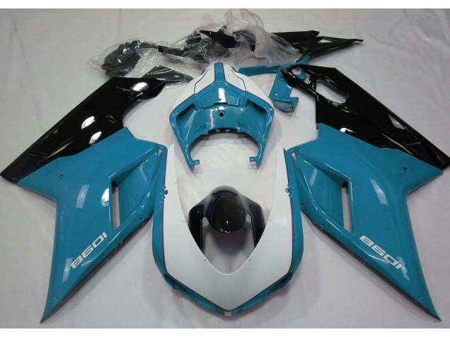 2007-2012 Gloss Light Blue & White Ducati 848 1098 1198 Fairings