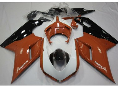 2007-2012 Gloss Orange & White Ducati 848 1098 1198 Fairings