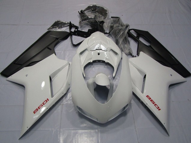 2007-2012 Red White and Matte Black Ducati 848 1098 1198 Fairings