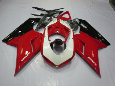 2007-2012 Red and White Ducati 848 1098 1198 Fairings