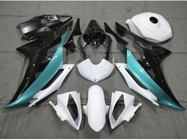 2008-2016 Custom LightBlue Black and White Yamaha R6 Fairings