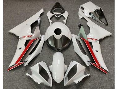 2008-2016 Gloss White Silver and Red Yamaha R6 Fairings