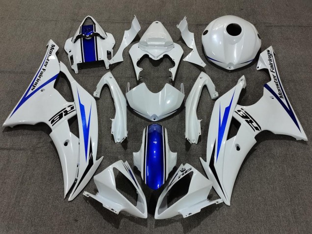 2008-2016 Pearl White and Blue Yamaha R6 Fairings