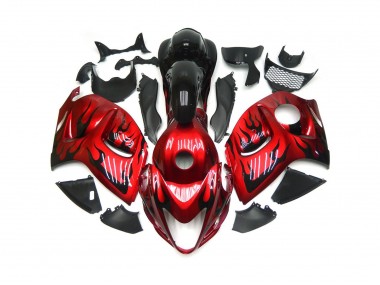 2008-2019 Vibrant Red with Black Flames Suzuki GSXR 1300 Fairings