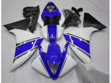 2009-2012 Gloss White and Blue Yamaha R1 Fairings